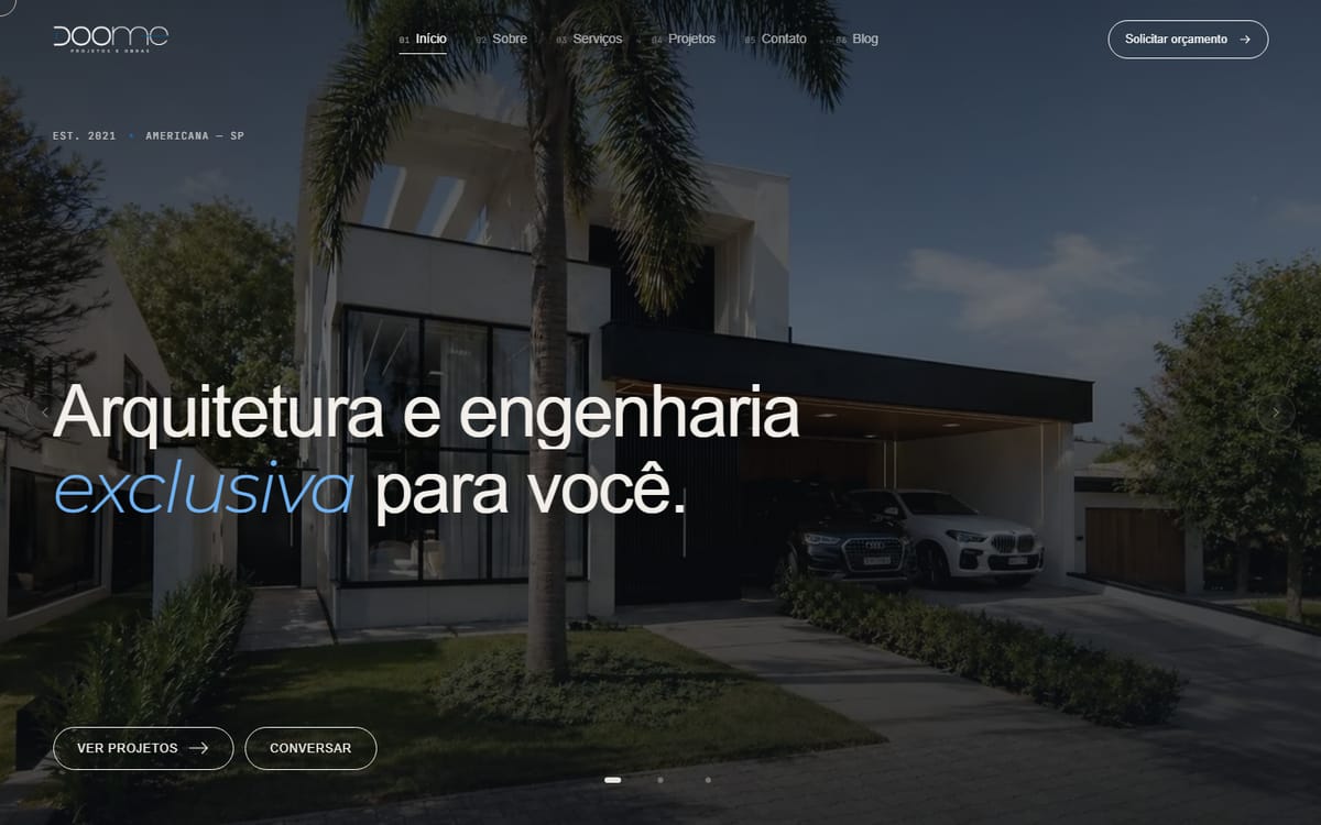 Prévia do site da DOOME Projetos