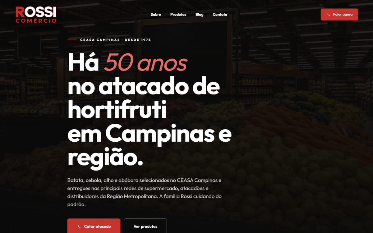Prévia do site da Rossi Comércio